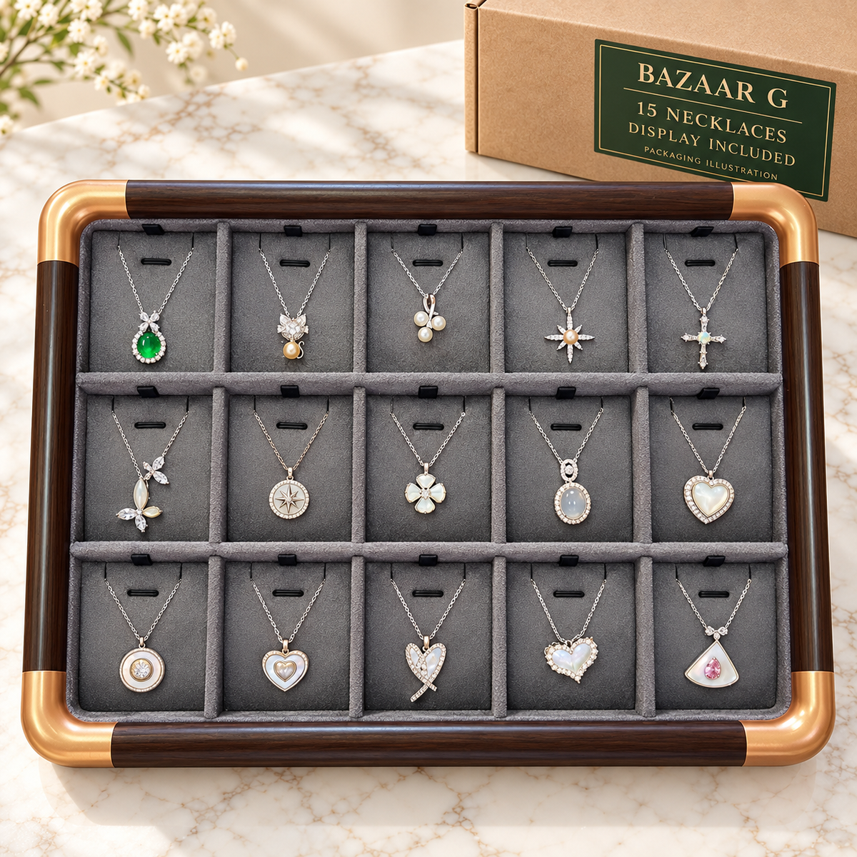 Classic Pendant Necklaces: 15 necklaces with included display tray