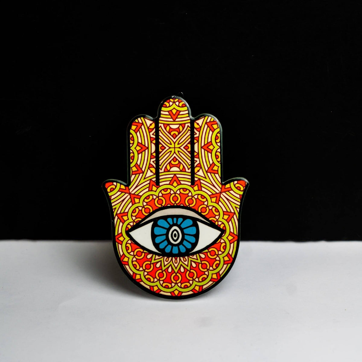 Hamsa Hand Coaster – Protection & Good Luck Decor Orange — original Bazaar G retail product photo