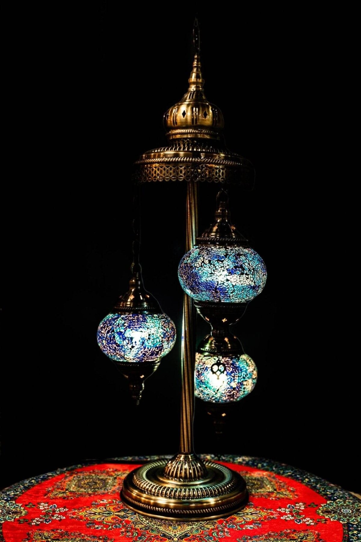 Mosaic Floor Lamp 3 Pieces Cracked Design- Blue — original Bazaar G retail product photo