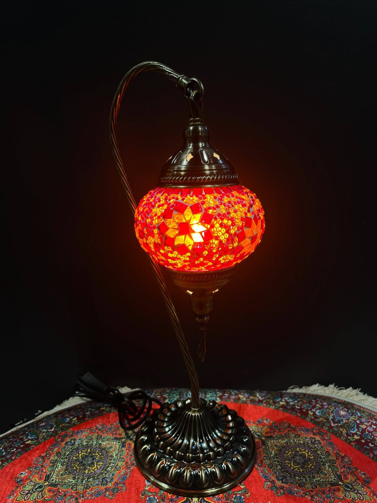 Mosaic Swan Lamp Orange Flower — original Bazaar G retail product photo