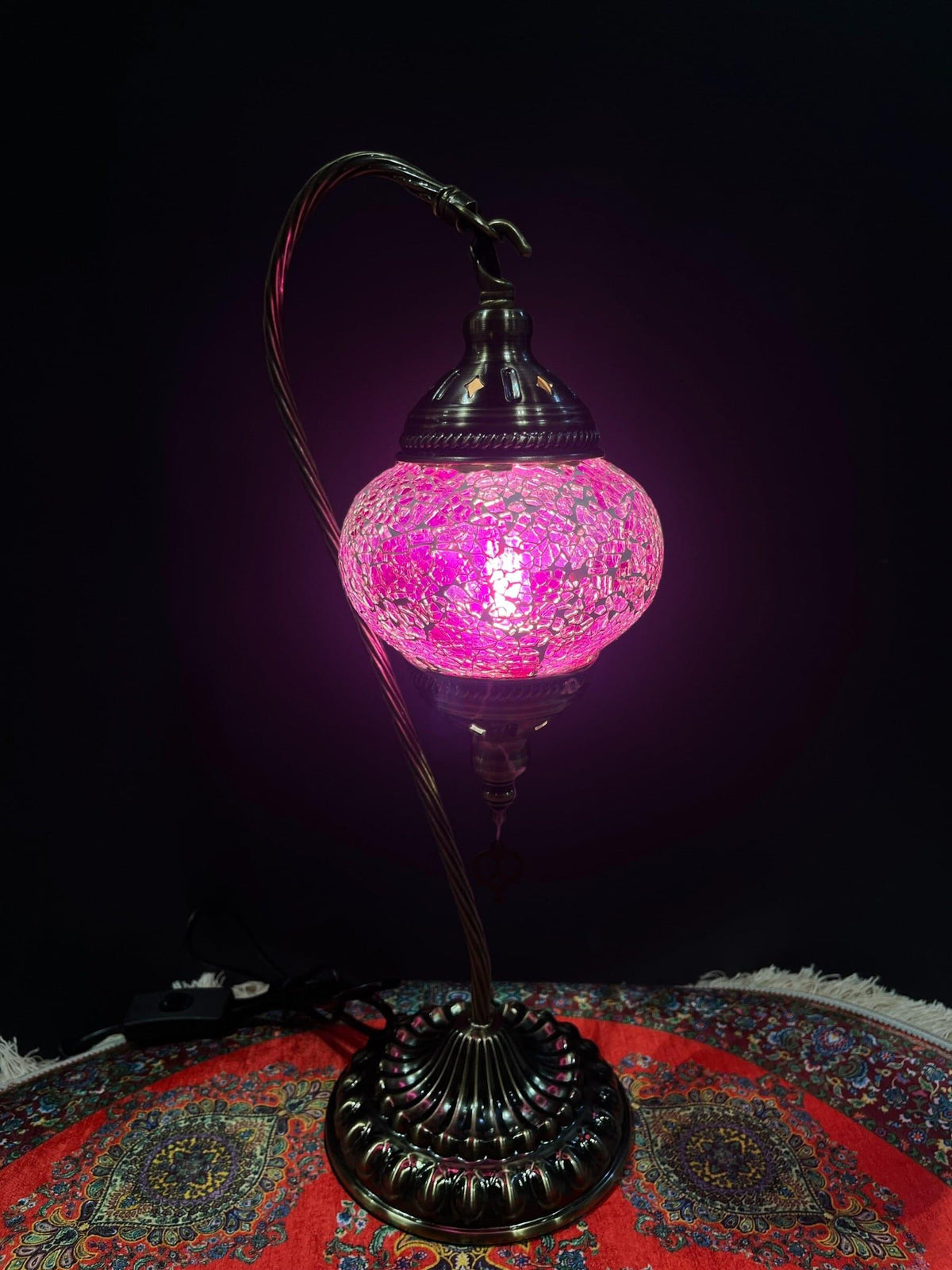 Mosaic Swan Lamp Purple Crackle — original Bazaar G retail product photo