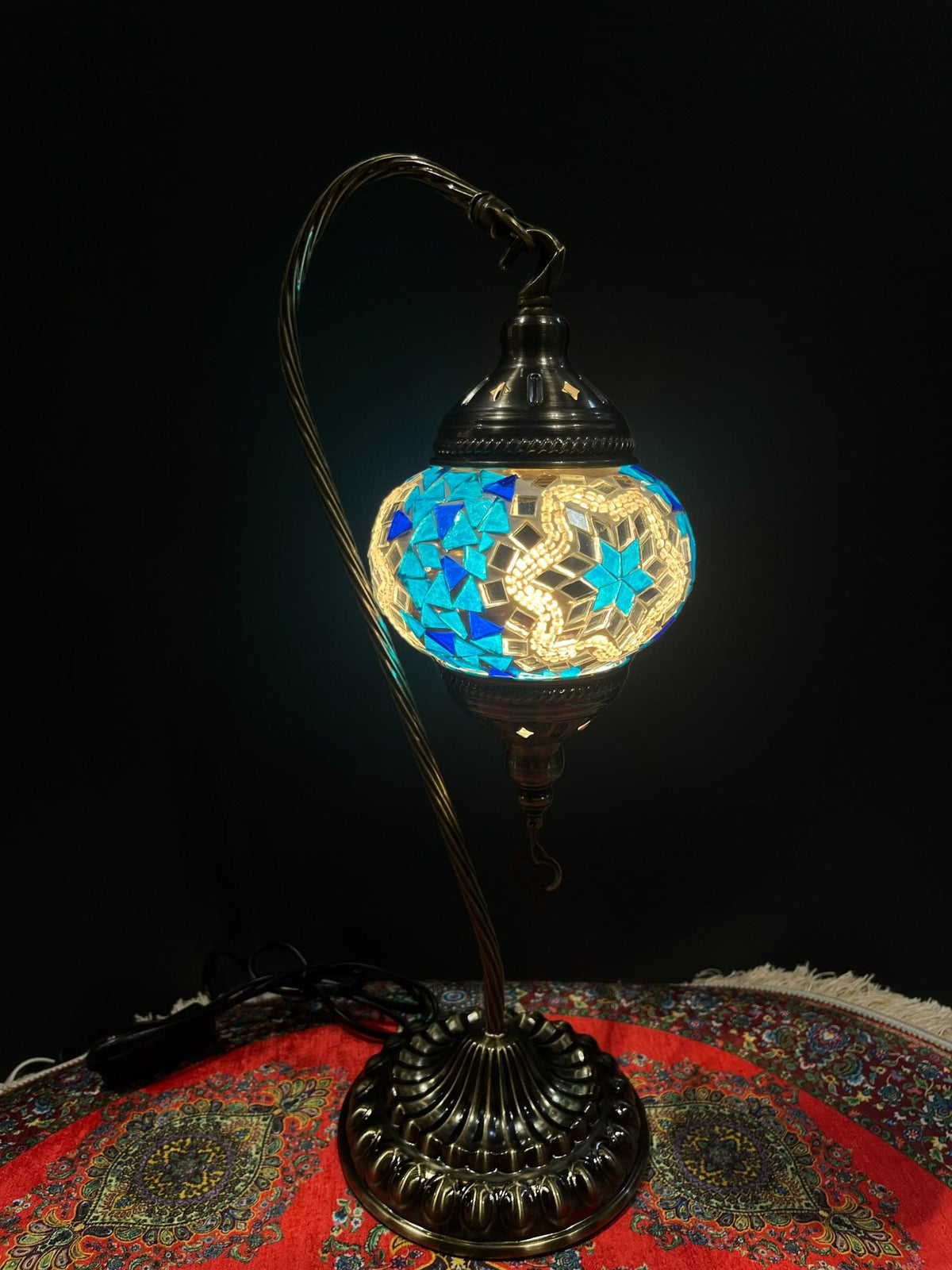 Mosaic Swan Lamp Blue Star — original Bazaar G retail product photo