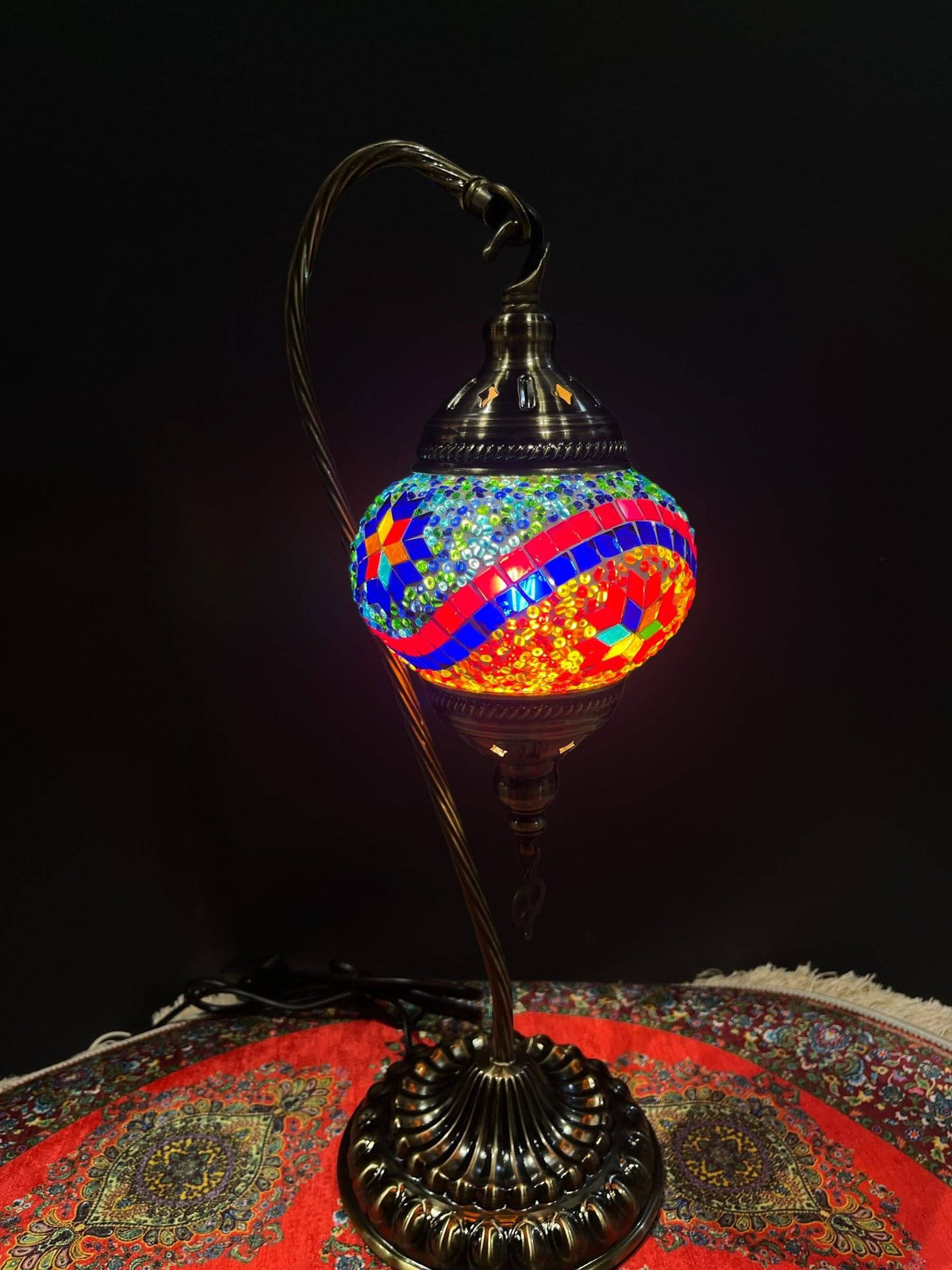Mosaic Swan Lamp Orange Blue Mix — original Bazaar G retail product photo
