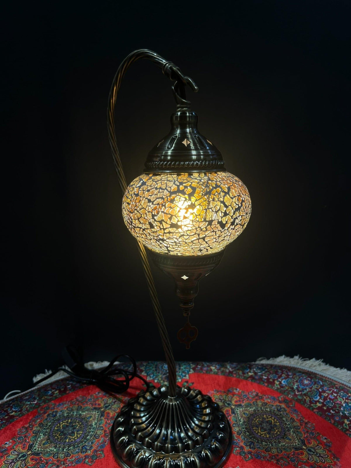 Mosaic Swan Lamp Gold Crackle — original Bazaar G retail product photo