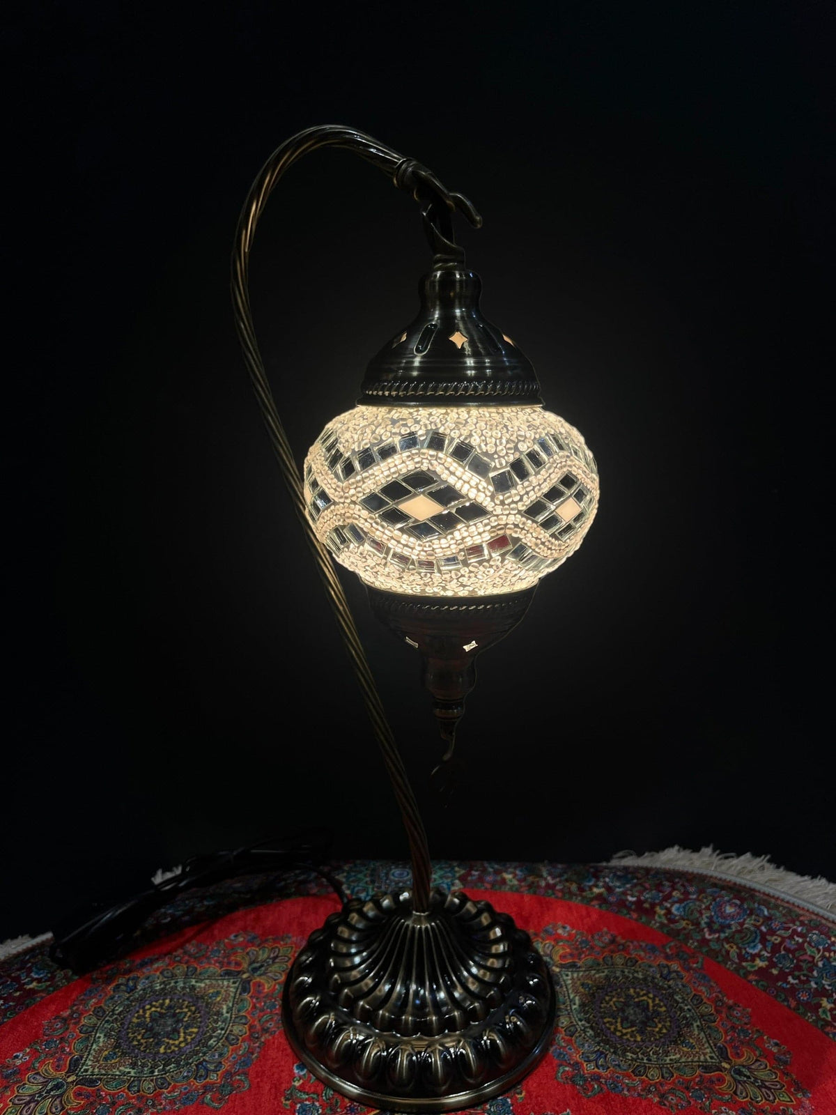 Mosaic Swan Lamp White Diamond — original Bazaar G retail product photo