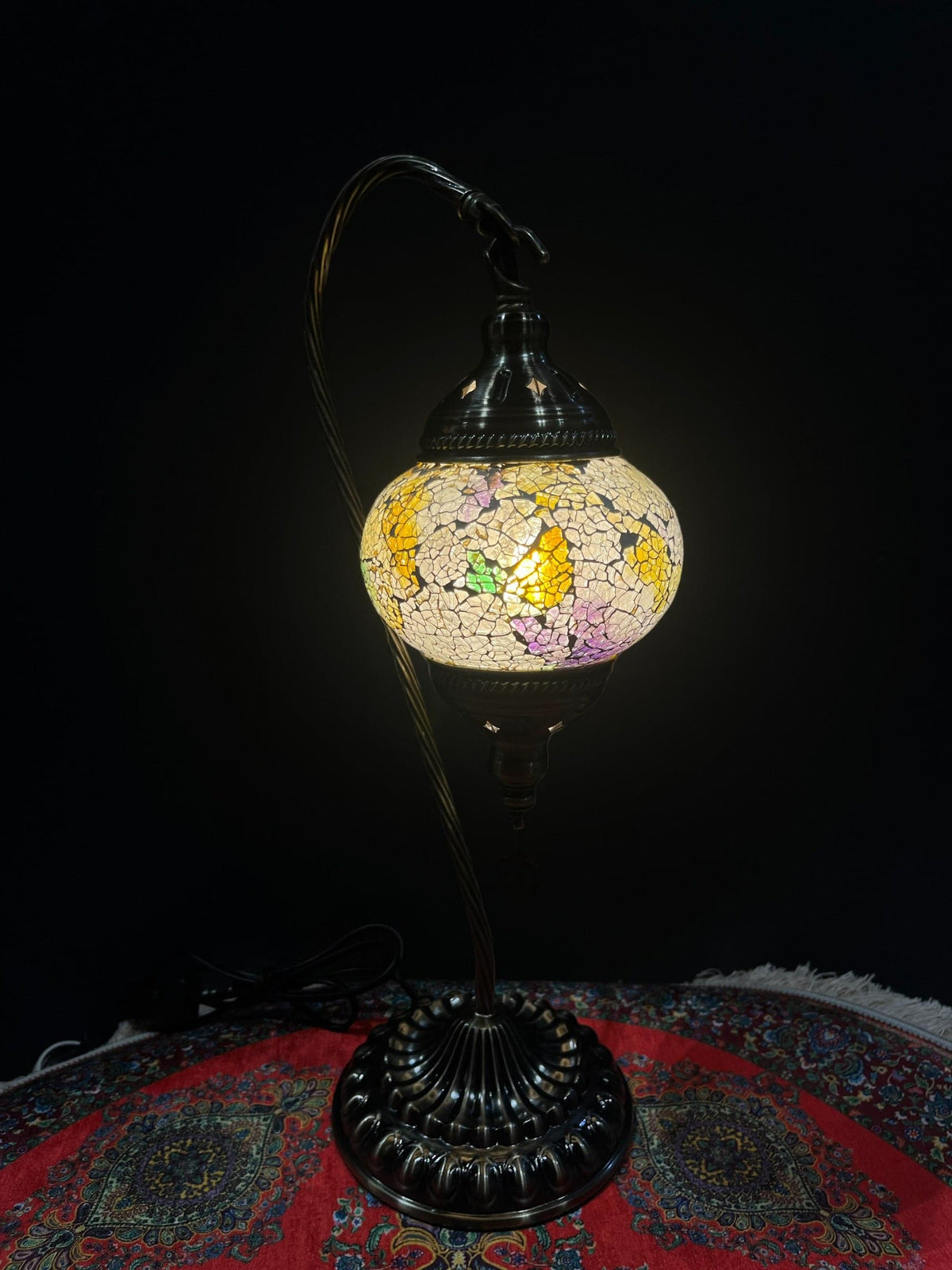 Mosaic Swan Lamp Rainbow Crackle — original Bazaar G retail product photo