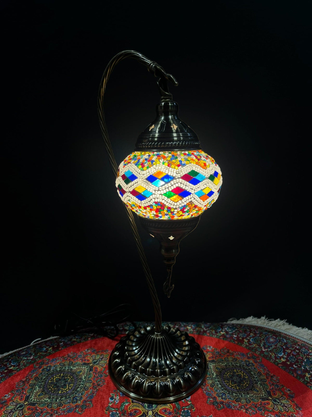 Mosaic Swan Lamp Rainbow Diamond — original Bazaar G retail product photo