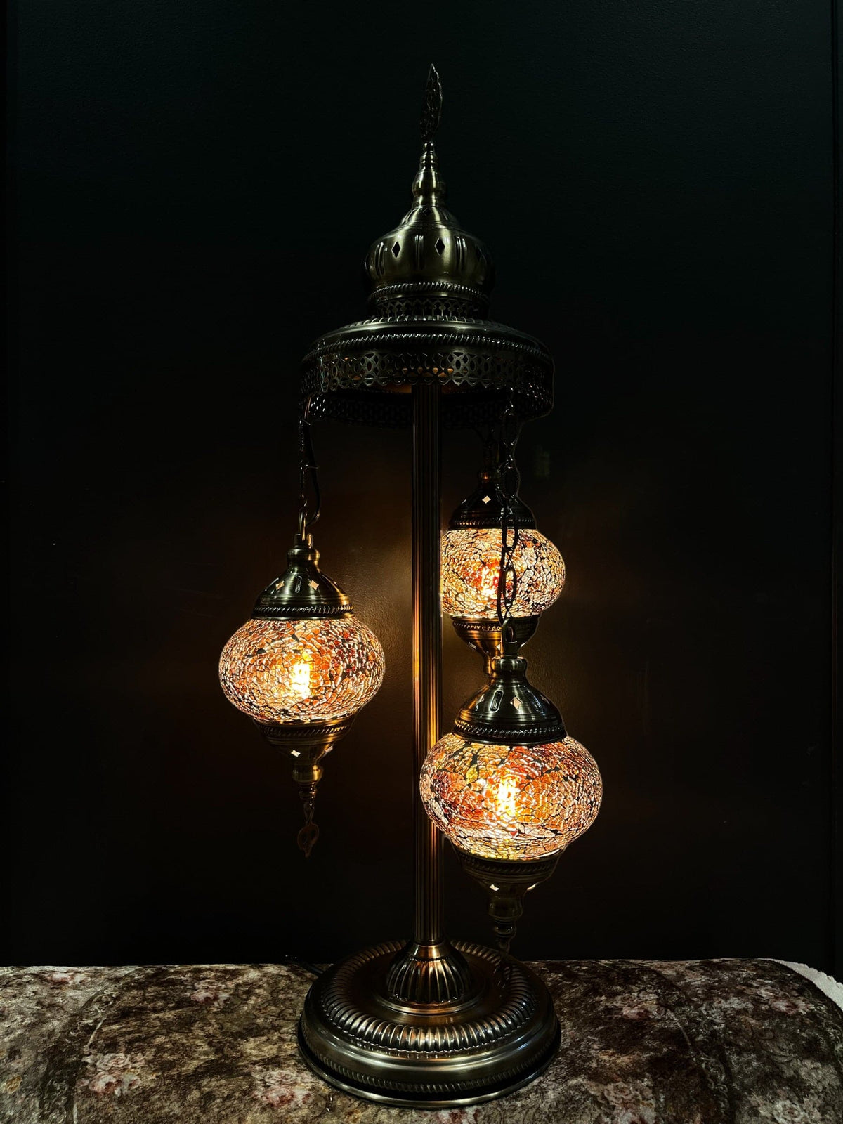 Mosaic Floor Lamp 3 Pieces Brown Crackle — original Bazaar G retail product photo