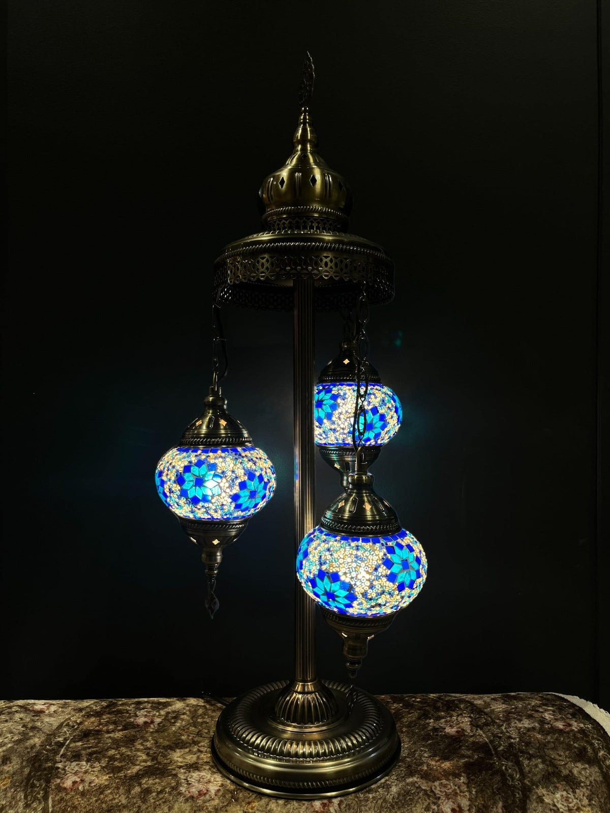 Mosaic Floor Lamp 3 Pieces Blue Flower — original Bazaar G retail product photo