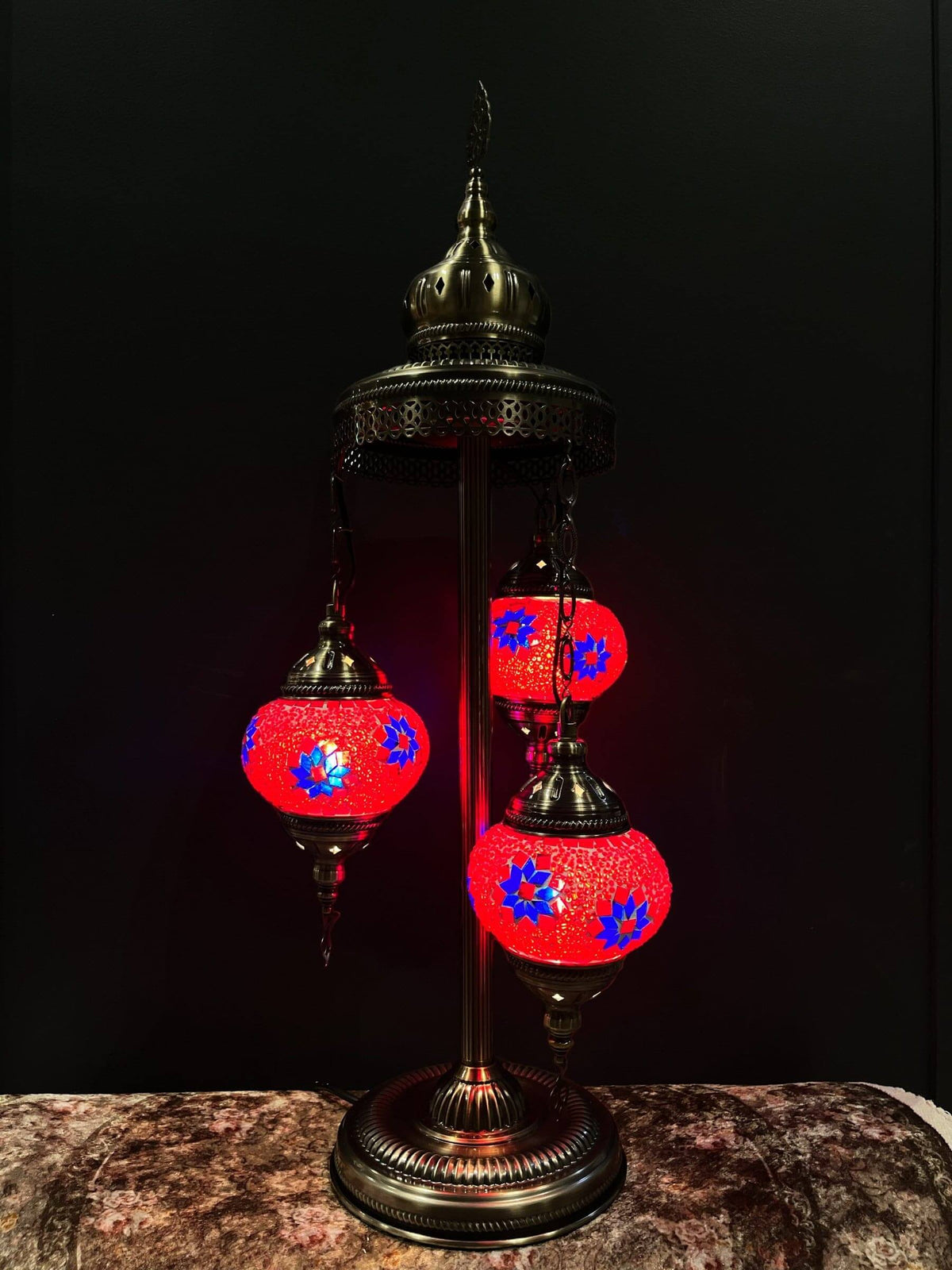Mosaic Floor Lamp 3 Pieces Red Blue Flower — original Bazaar G retail product photo