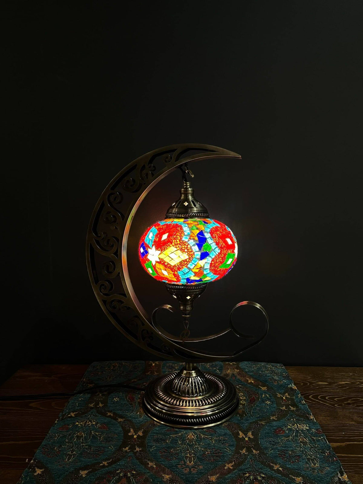 Mosaic Moon Lamp (Turkish Lamps) Rainbow — original Bazaar G retail product photo