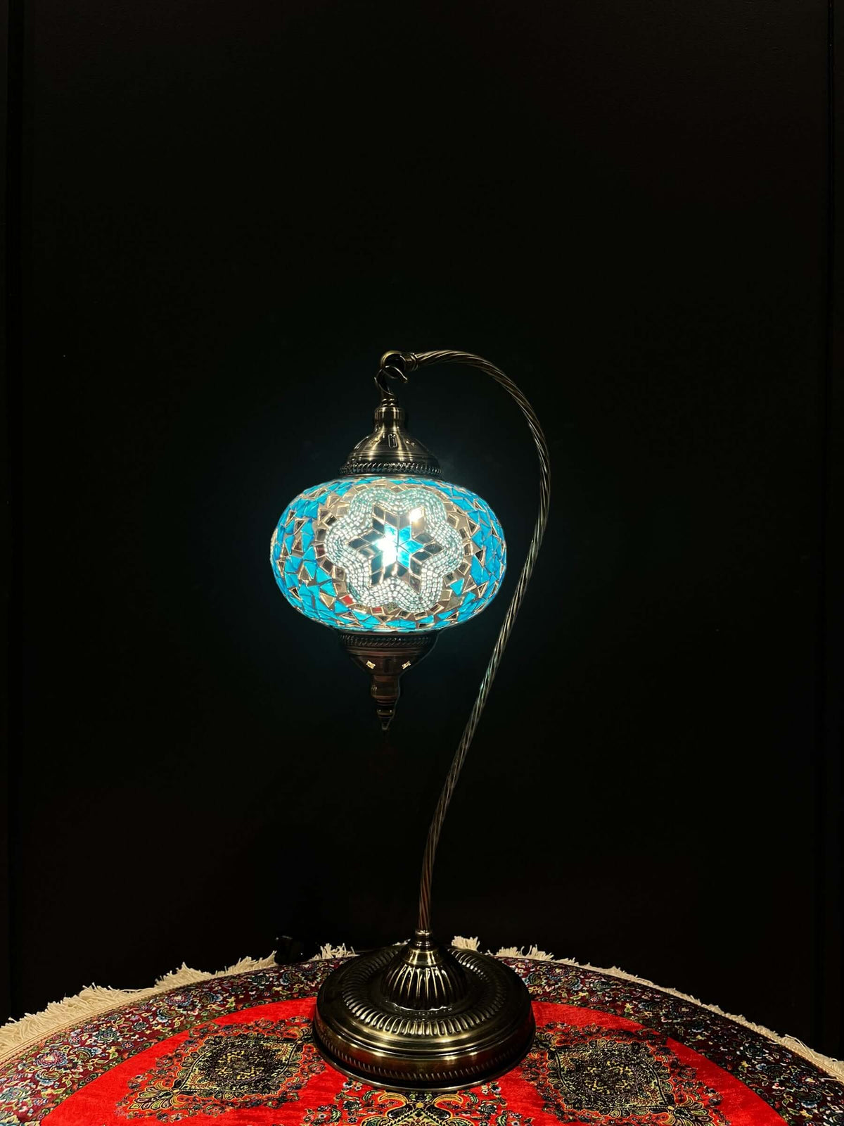 Mosaic Swan Lamps Long (Turkish Lamps) Aqua — original Bazaar G retail product photo