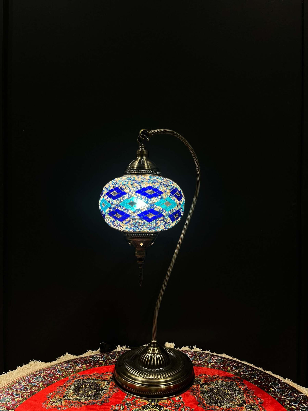 Mosaic Swan Lamps Long (Turkish Lamps) Diamond Blue — original Bazaar G retail product photo