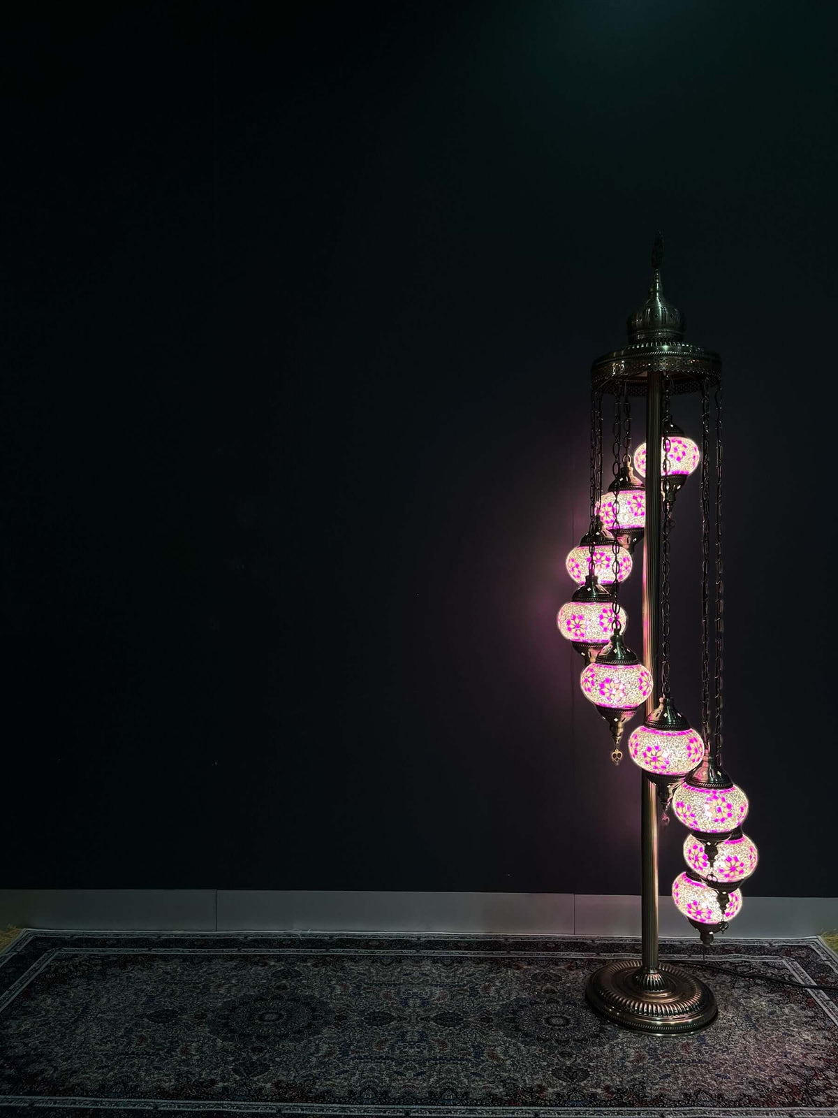 Turkish Mosaic Floor Lamps 9pc- Pink Flower — original Bazaar G retail product photo