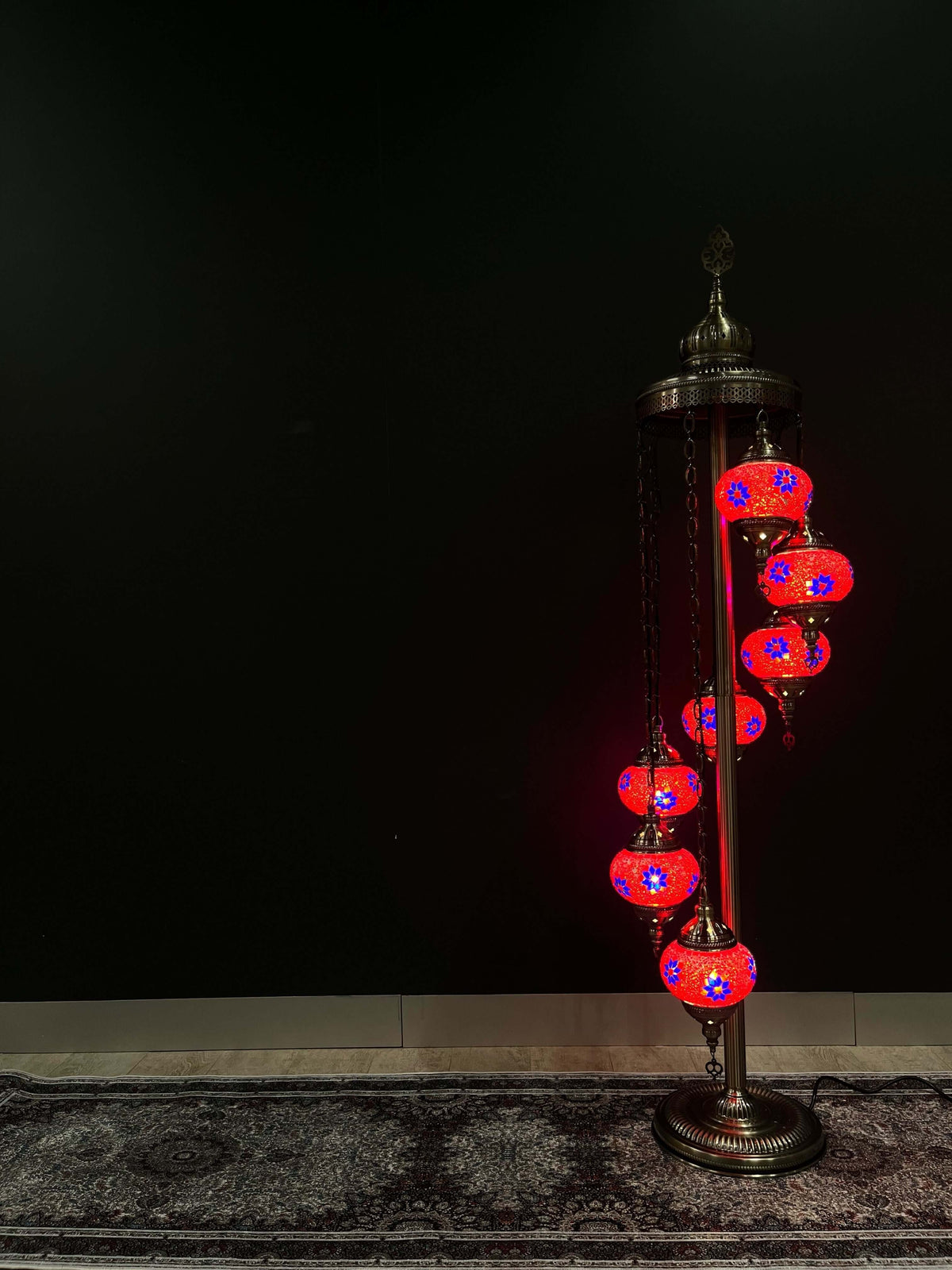 Turkish Mosaic Floor Lamp 7pc- Red-Flower — original Bazaar G retail product photo