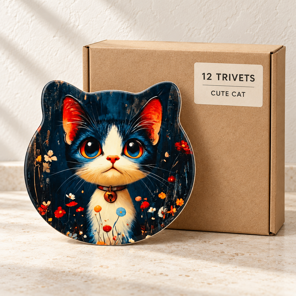 Cute Cat wholesale box of 12 — one sample of the selected design shown