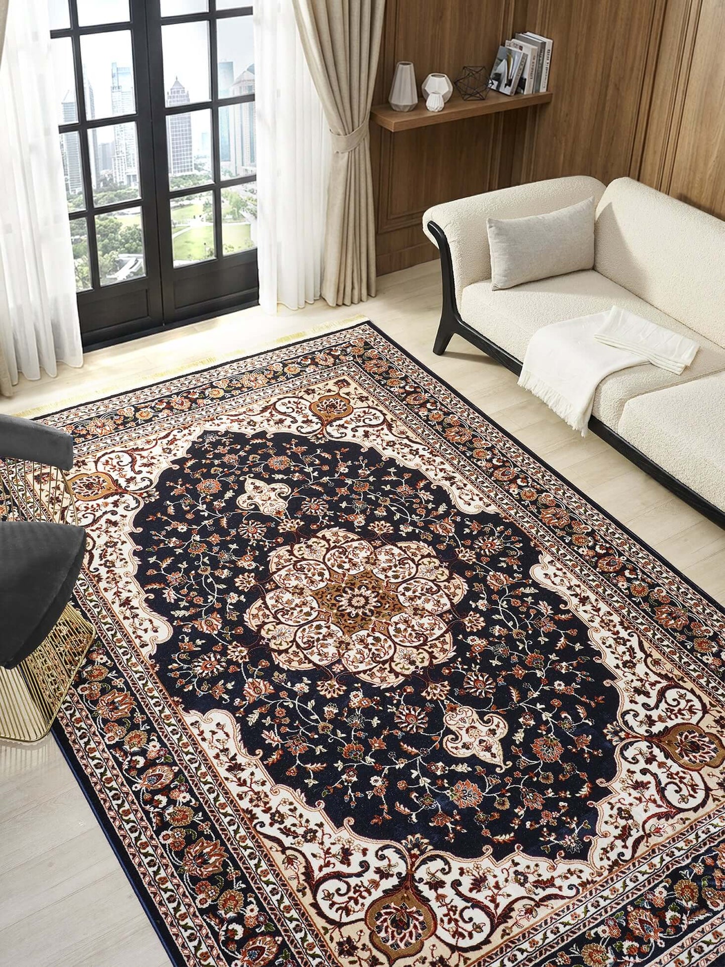 Asaryun Rugs H3846A Turkish Rug Navy - Elegant Design
