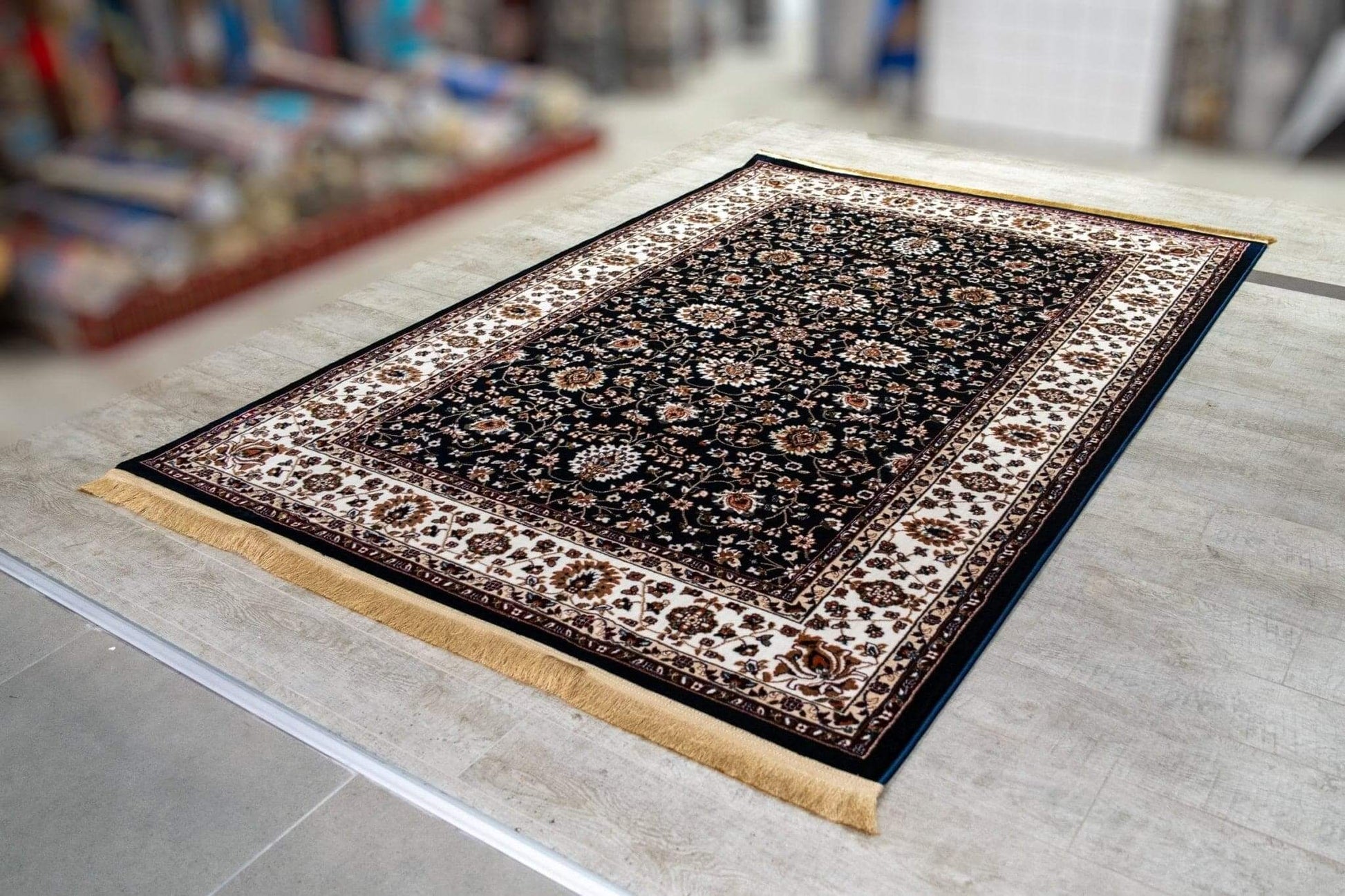 Asaryun Rugs H5500A Turkish Rug in Navy Blue Elegance