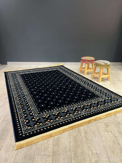 Asaryun Rugs H3990A - Navy Turkish Rug for Modern Homes