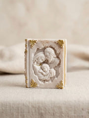 Holy Family Mini Book Decor 7cm - detailed miniature religious ornament in book-style design.