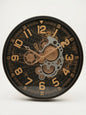 Vintage Industrial Gear Wall Clock 50cm featuring a world map background and exposed gear mechanism.