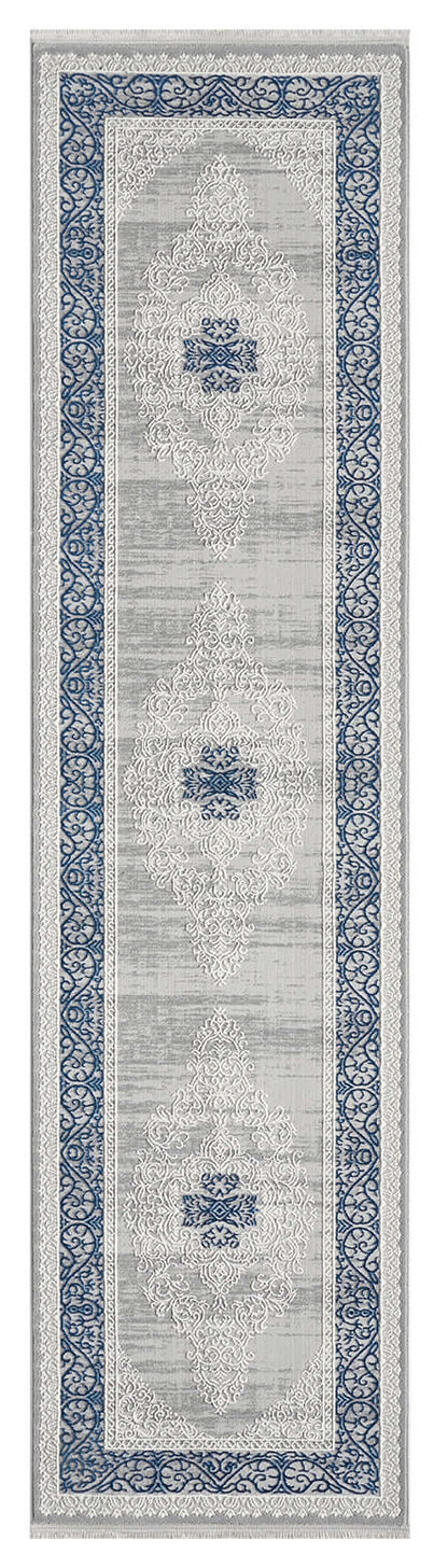 Kervan Rug A7114 Grey Blue Hallway Runner, Kervan Rug - A7114 Grey Blue Hallway Runner for Style