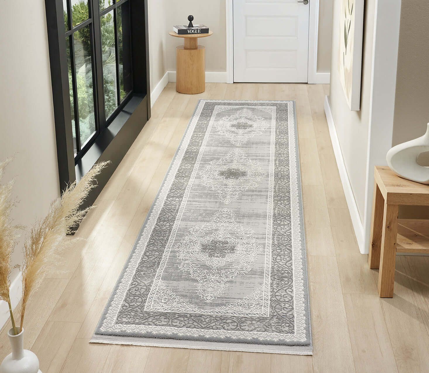 Kervan Rug A7114 Grey Grey Hallway Runner, Kervan Rug A7114 Grey Hallway Runner - Stylish Elegance