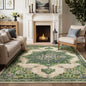 Persian Medallion-Inspired Rug with Elegant Green Tones