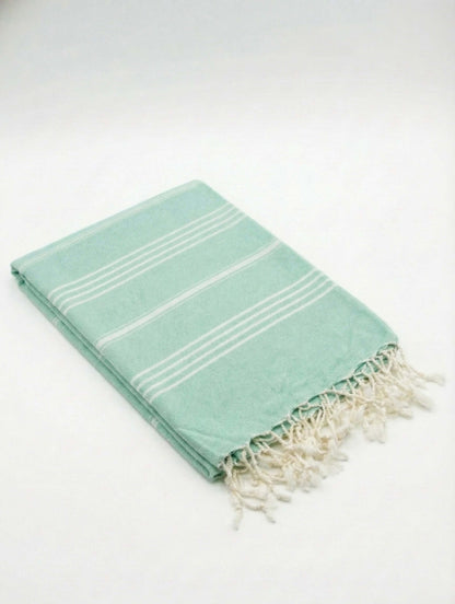 Turkish Cotton Towels Aqua Stripe — original Bazaar G retail product photo