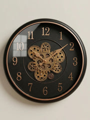 Vintage Industrial Gear Wall Clock 35cm – Black & Gold — original Bazaar G retail product photo