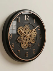 Vintage Industrial Gear Wall Clock 35cm – Black & Gold — original Bazaar G retail product photo