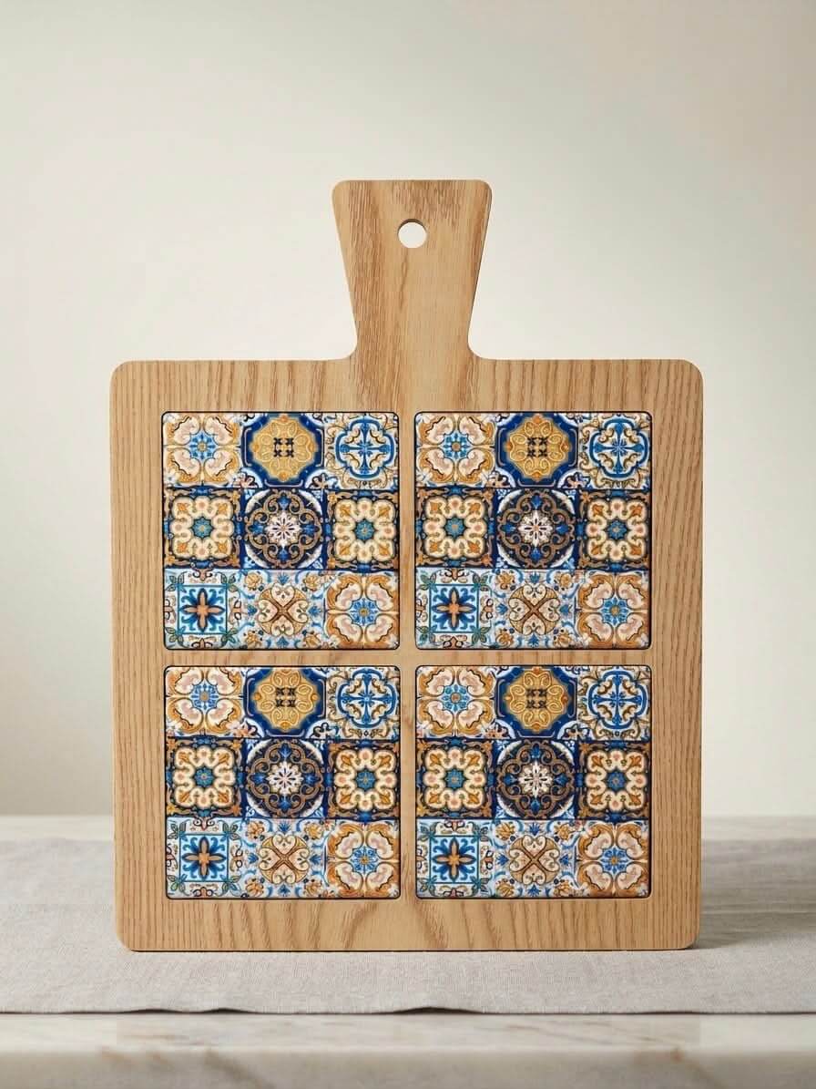 Wooden Serving Board 25cm with Tile Design – Serving Board — original Bazaar G retail product photo