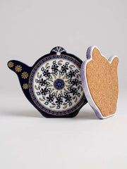 Turkish Teapot Ceramic Coaster – 10cm Decorative Cork Base — original Bazaar G retail product photo