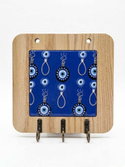 Evil Eye Key Holder: 15x15cm Wooden Rack — original Bazaar G retail product photo