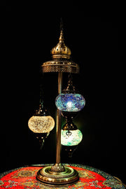 Mosaic Floor Lamp 3 Pieces Cracked Design- Mix Aqua, White, Blue — original Bazaar G retail product photo