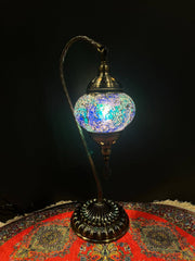 Mosaic Swan Lamp Blue Crackle — original Bazaar G retail product photo