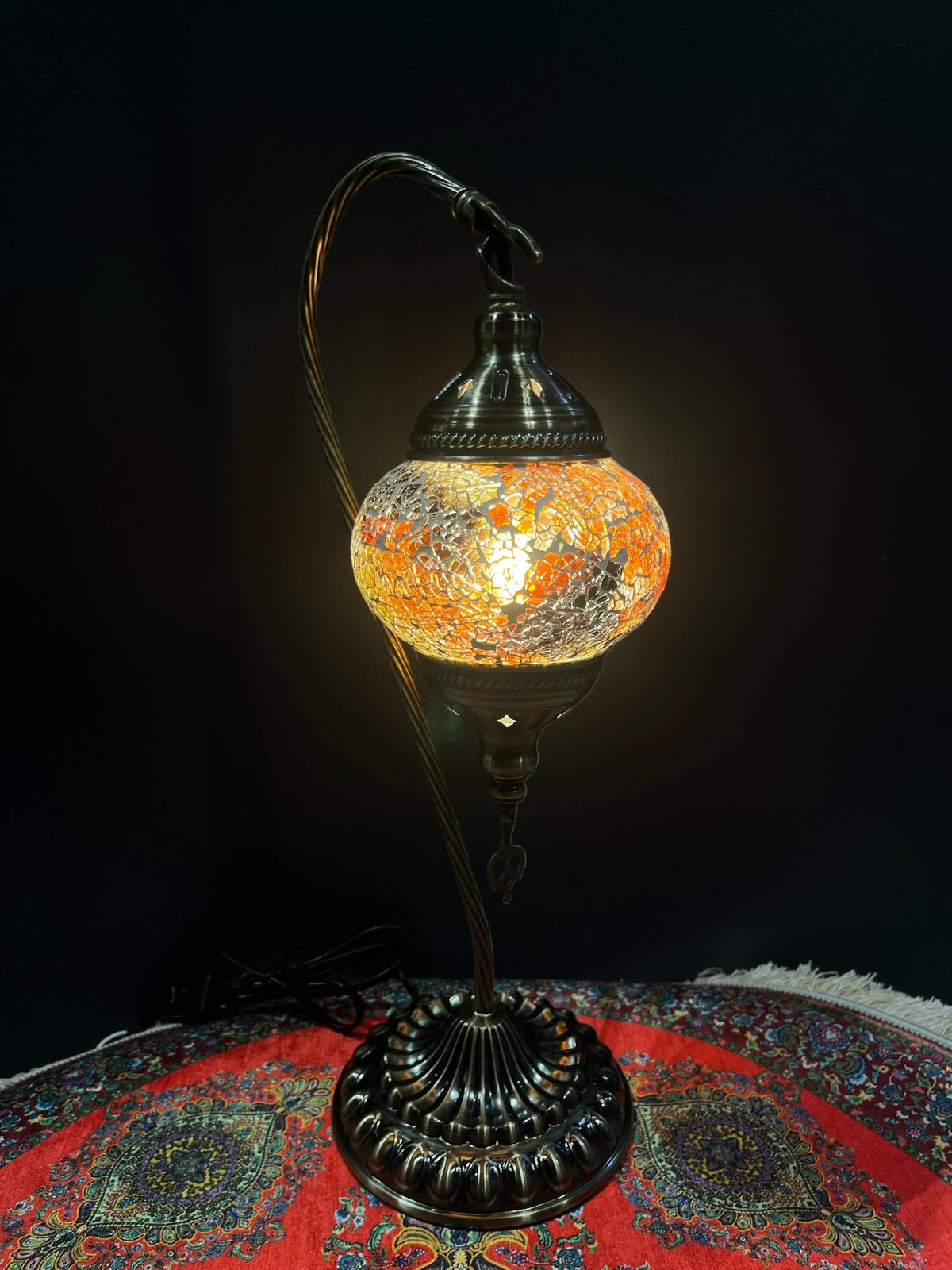 Mosaic Swan Lamp Orange Crackle — original Bazaar G retail product photo