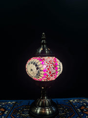 Mosaic Table Lamp Pink-White Turkish Glass Light — original Bazaar G retail product photo