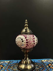 Mosaic Table Lamp Pink-White Turkish Glass Light — original Bazaar G retail product photo