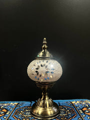 Mosaic Table Lamp Turkish Glass White Star — original Bazaar G retail product photo