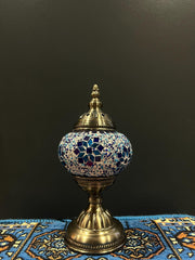 Mosaic Table Lamp Blue Flower Turkish Glass Light — original Bazaar G retail product photo
