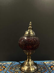 Mosaic Table Lamp Red Crackle Turkish Glass Light — original Bazaar G retail product photo