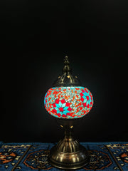 Mosaic Table Lamp Blue Red Flower — original Bazaar G retail product photo