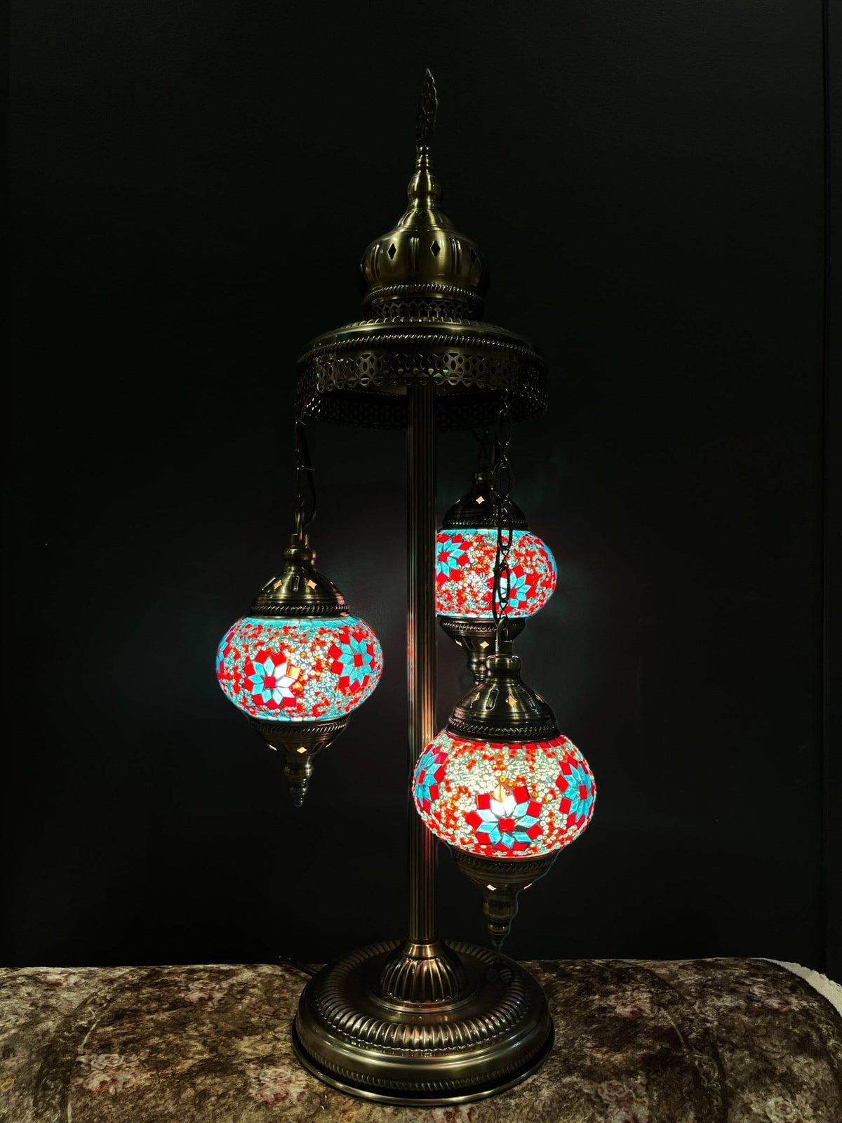 Mosaic Floor Lamp 3 Pieces Blue Red Flower — original Bazaar G retail product photo