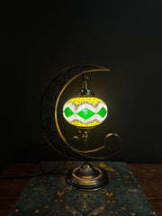 Mosaic Moon Lamp (Turkish Lamps) Green-Yellow — original Bazaar G retail product photo