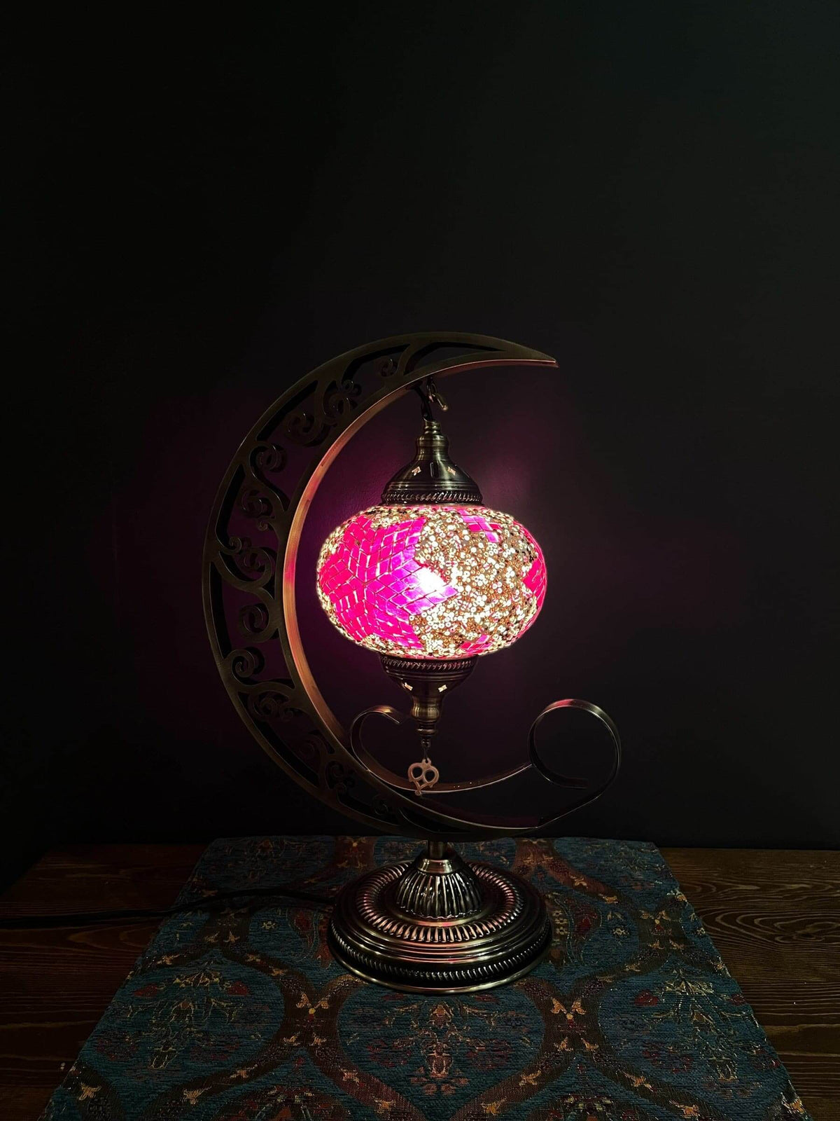 Mosaic Moon Lamp (Turkish Lamps) Purple-Pink — original Bazaar G retail product photo