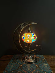 Mosaic Moon Lamp (Turkish Lamps) Orange-Rainbow — original Bazaar G retail product photo