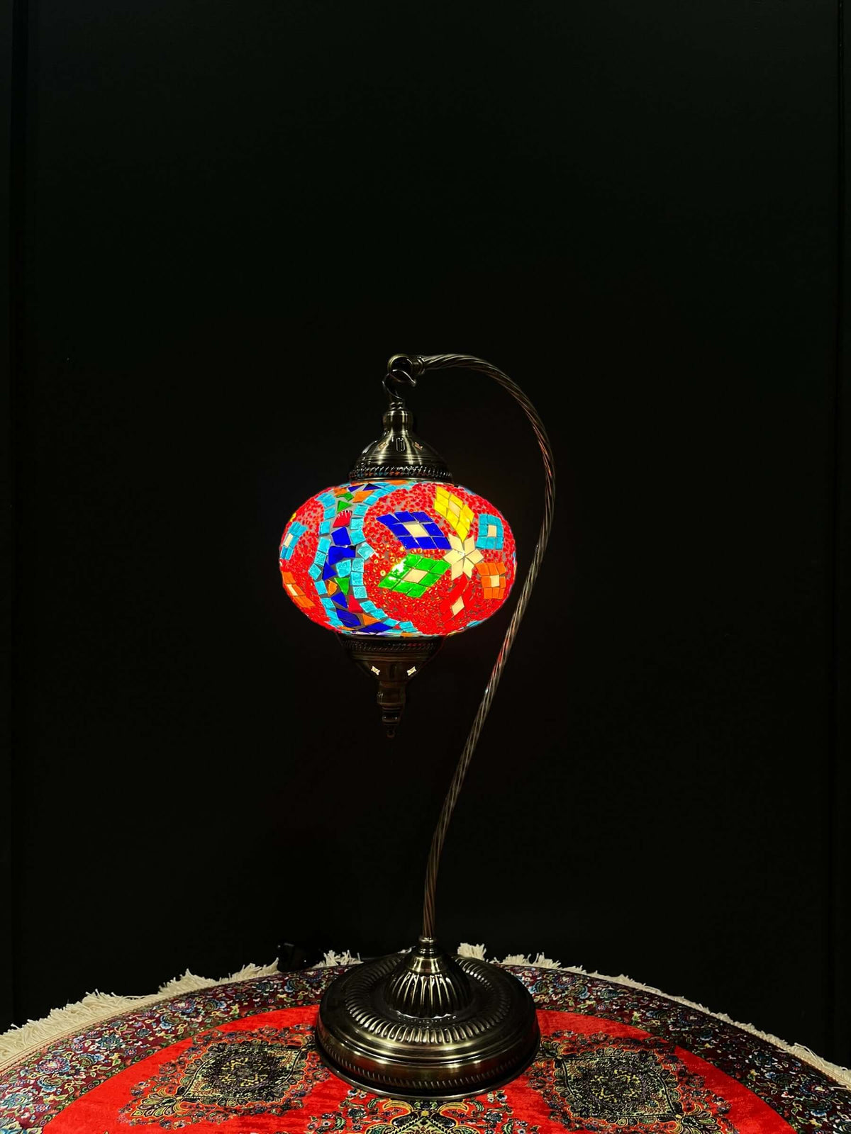 Mosaic Swan Lamps Long (Turkish Lamps) Rainbow Snowflakes — original Bazaar G retail product photo