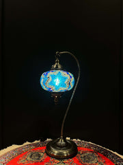 Mosaic Swan Lamps Long (Turkish Lamps) Deep Aqua — original Bazaar G retail product photo