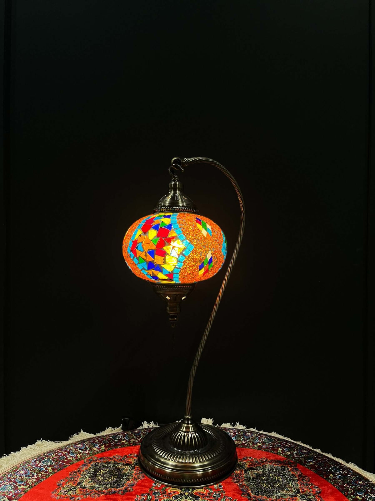 Mosaic Swan Lamps Long (Turkish Lamps) Orange Rainbow — original Bazaar G retail product photo